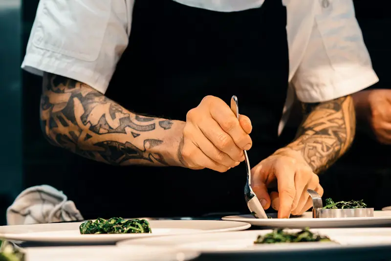 Chef plating dish